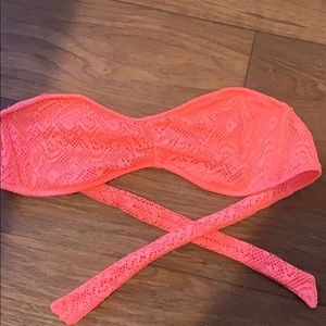 Coral/hot pink strapless top!